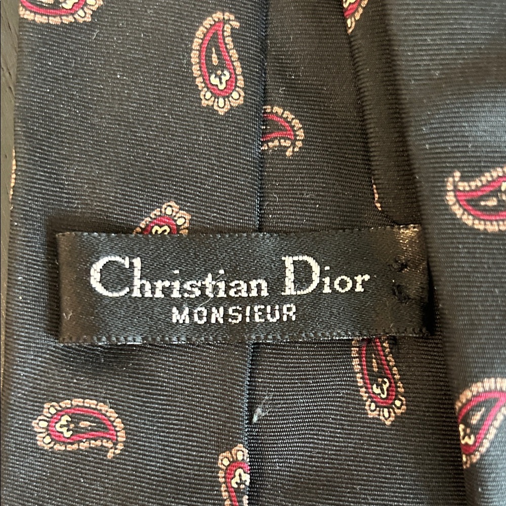 Dior Black and Red Paisley Tie